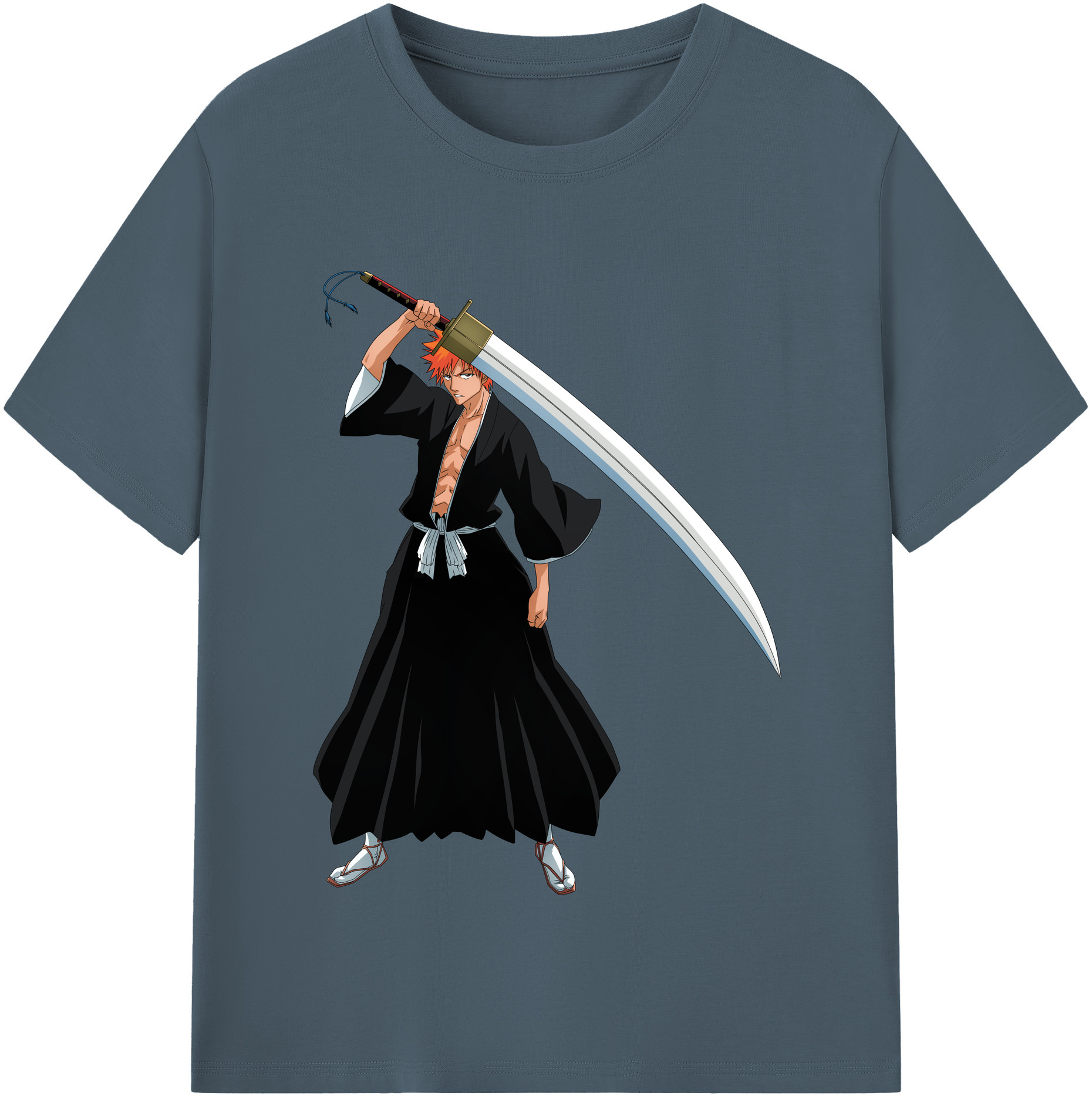 （画像用） ブリーチ 黒崎一護（くろさき いちご）BLEACH Kurosaki Ichigo 綿100％半袖Tシャツ（フロントプリント）